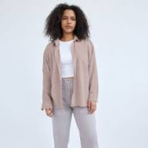 White/pumice grey Wilfred Free Boyfriend Button-Up Shirt - Picture 6 of 6